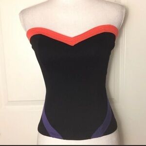 Silence + Noise Heart Shape Front Strapless Top Blouse Zipper on back​​​​​